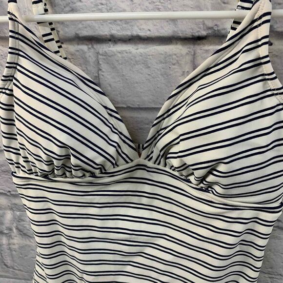 Kona Sol‎ Swimsuit Womens Small Blue and White Striped One Piece - Picture 2 of 7